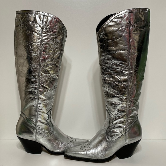 Vince Camuto Nedema Western Knee High Boot in Metallic Silver - Picture 4 of 17